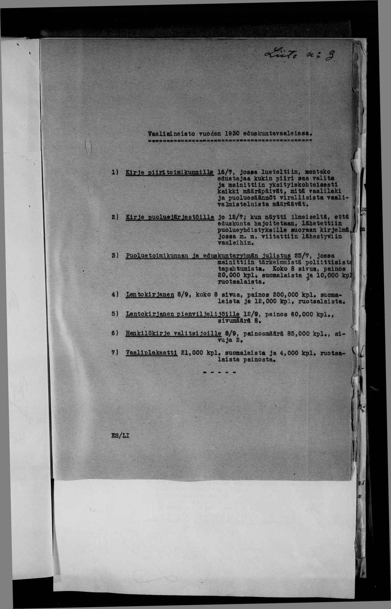 ^r.f. Vaalanesto vuoden 1930 eduskuntavaalessa. 1) Klr.