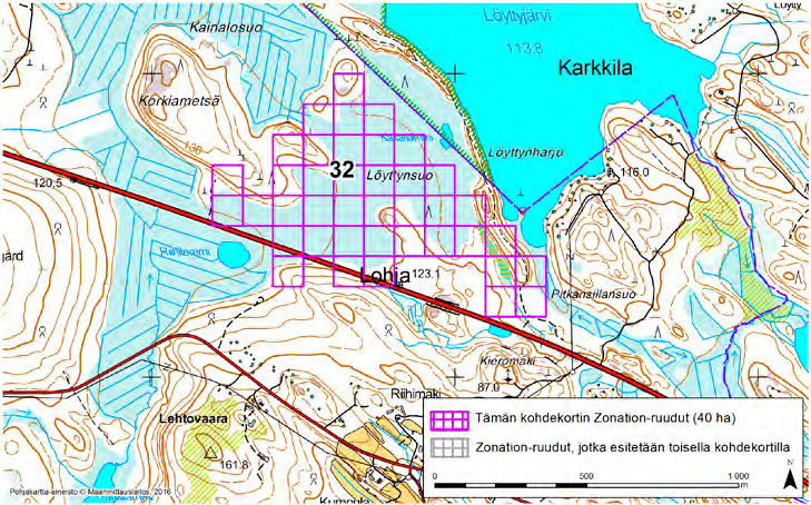 Lohja, Zonation-aluetunnus 32 LOHJA (32) Alue sijaitsee Lohjan pohjoisosissa Seterinkulman kylän pohjoispuolella asumattomalla suo- ja metsäalueella.