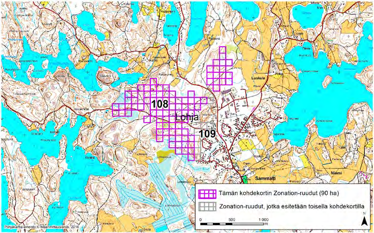 Lohja, Zonation-aluetunnus 108 LOHJA (108) Alue sijaitsee Lohjan länsiosissa Sammatin taajaman luoteispuolella asumattomalla hiekkakankaalla.