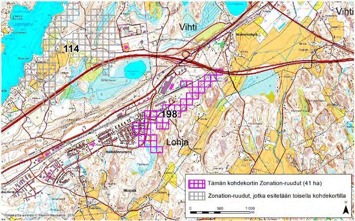 Lohja, Zonation-aluetunnus 198 LOHJA (198) Alue sijaitsee Lohja kaakkoisosassa Nummenkylän ja Muijalan kylien välimaastossa lähellä Vihdin rajaa.