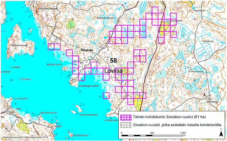 Loviisa, Zonation-aluetunnus 58 LOVIISA (58) Alue sijaitsee Loviisan lounaisosissa Kärpnäsin kylän ympäristössä.