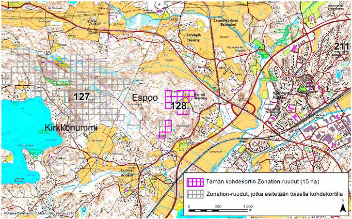 Espoo, Zonation-aluetunnus 128 ESPOO (128) Alue sijaitsee Espoon länsiosassa Mankin kylässä lähellä Kirkkonummen rajaa osin asumattomalla kallioisella metsäalueella.