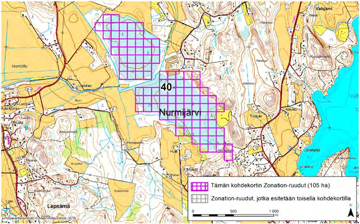 Nurmijärvi, Zonation-aluetunnus 40 NURMIJÄRVI (40) Alue sijaitsee Nurmijärven eteläosissa Lepsämän kylän koillispuolella puustoisella suoalueella.