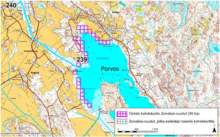 Porvoo, Zonation-aluetunnus 239 PORVOO (239) Alue sijaitsee Porvoon eteläosassa Seitlaxfjärdenin (Seitlahden) rantamilla. Alueen luontotyypit ovat lähes kokonaan erilaisia kosteikkoja.