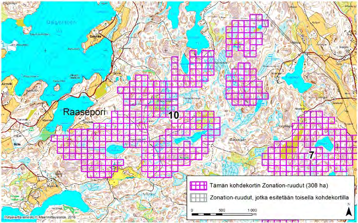 Raasepori, Zonation-aluetunnus 10 RAASEPORI (10) Alue sijaitsee Raaseporin pohjoisosissa Backgrändin kylän länsipuolella, Bölen kylän itäpuolella ja Gennäsin kylän kaakkoispuolella miltei