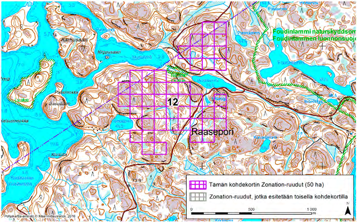 Raasepori, Zonation-aluetunnus 12 RAASEPORI (12) Alue sijaitsee Raaseporin pohjoisosissa Kiskon rajalla pieneltä osin Ison-Kiskon rannalla asumattomalla kallioisella metsäalueella.