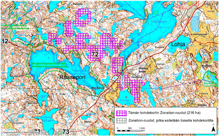 Raasepori, Zonation-aluetunnus 72 RAASEPORI (72) Alue sijaitsee Raaseporissa entisen Pohjan kunnan alueella, Antskogin (Anskun) kylän ympäristössä.