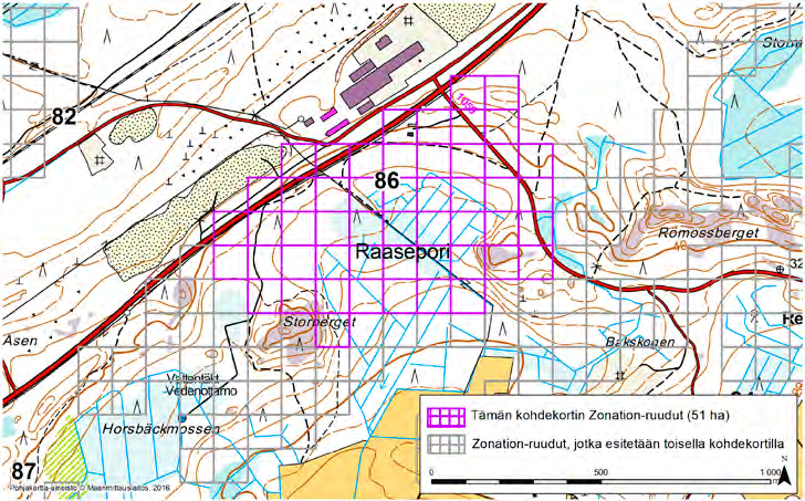 Raasepori, Zonation-aluetunnus 86 RAASEPORI (86) Alue sijaitsee Raaseporissa Tammisaaren ja Karjaan kaupunginosien välissä ja Horsbäckin teollisuusalueelta koilliseen rajautuen pohjoispuoleltaan
