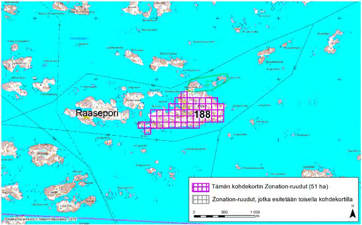 Raasepori, Zonation-aluetunnus 188 RAASEPORI (188) Alue kattaa lähes kokonaan Busön saaren, joka sijaitsee Tammisaaren eteläisessä saaristossa noin 14 kilometriä Tammisaaren keskustasta kaakkoon.