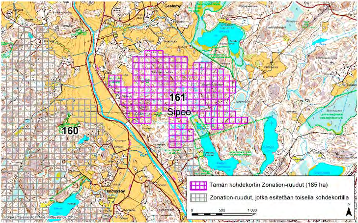 Sipoo, Zonation-aluetunnus 161 SIPOO (161) Alue sijaitsee Sipoon keskiosissa Gesterbyn kylän eteläpuolella, Immersbyn kylän koillispuolella ja Söderkullan kylän luoteispuolella lähes asumattomalla