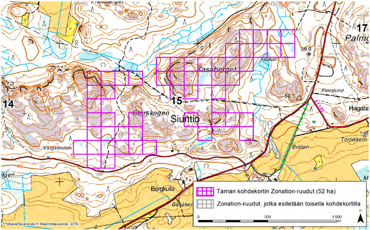 Siuntio, Zonation-aluetunnus 15 SIUNTIO (15) Alue sijaitsee Siuntion länsiosissa Flytin kylän pohjoispuolella ja Lappersin kylän lounaispuolella asumattomalla kallioisella metsäalueella.