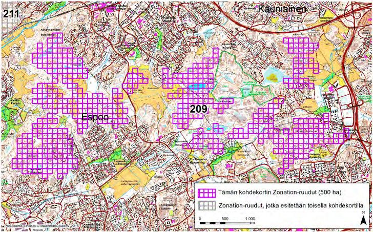 Espoo, Zonation-aluetunnus 209 ESPOO (209) Kohteeseen kuuluu laajoja alueita Espoon keskuspuistosta.