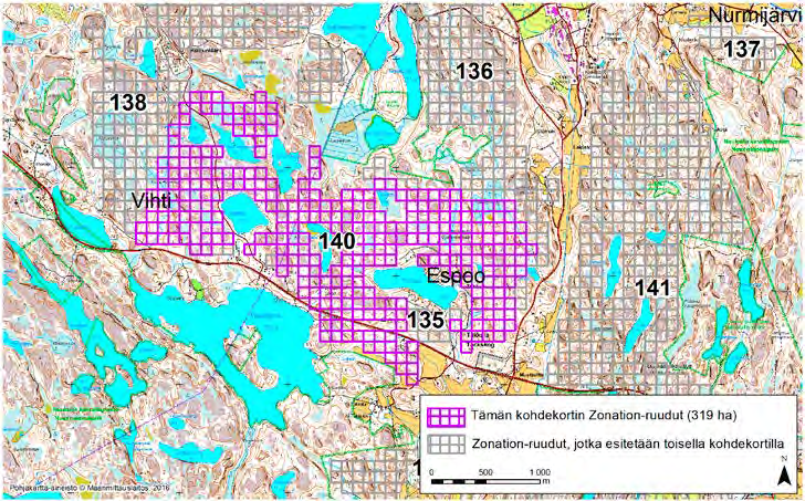 Espoo Vihti, Zonation-aluetunnus 140 ESPOO-VIHTI (140) Alueen itäosat sijaitsevat Espoossa Takkulan alueella ja Tuhkuri-lammen ympäristössä.