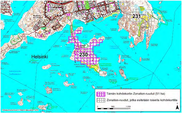 Helsinki, Zonation-aluetunnus 230 HELSINKI (230) Alue sijaitsee Itä-Helsingissä Vuosaaren kaupunginosassa Kallahdessa kattaen suuren osan Kallahdenniemesta.