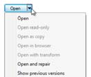 Windows 7 -valikkoja Työkalupalkissa: [UXGuide] Menu buttons, split buttons, 12 Valikkopalkin standardivalikot Perusohje: käytä standardivalikoita (File, Edit,...) Johdonmukaisuus!