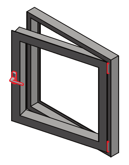 1.2.1 HELAT JA SARANAT HARDWARE AND HINGES SIVUSARANOITU IKKUNA SIDEHUNG WINDOW Ikkunapuitteen enimmäispaino 100 kg Maximum weight of sash 100 kg LK90eco: ECO SH 1.