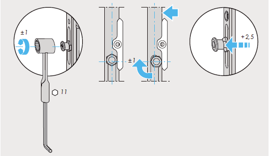 SIEGENIA TITAN HELOJEN SÄÄTÖ ADJUSTMENTS FOR SIEGENIA TITAN HARDWARE Yläsaranan säätö / Top hinge adjustment 6.4.