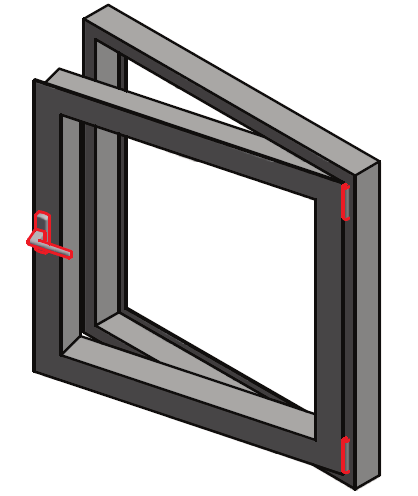1.2.2 HELAT JA SARANAT HARDWARE AND HINGES Saranoiden kätisyys (RH tai LH -> kts. 1.2.1), puitteen (tai karmin) ulkomitat sekä painikkeen ja saranapeitteiden väri mainittava heloja tilatessa.