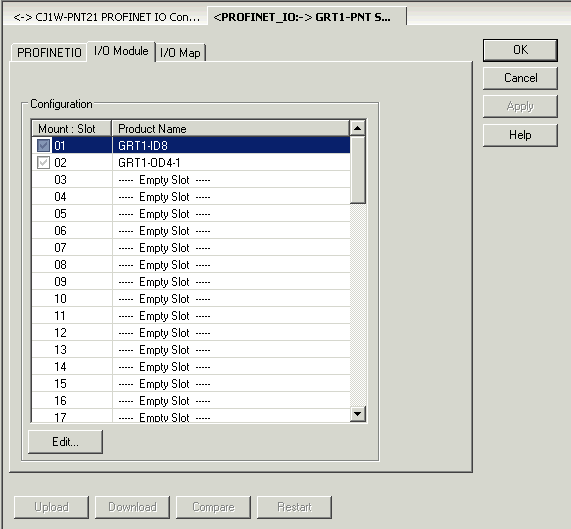 GRT1-PNT asettelut IO Device Laitteen Device1 eli iodevice7 Profinetasettelut Laitteen device1 eli iodevice7