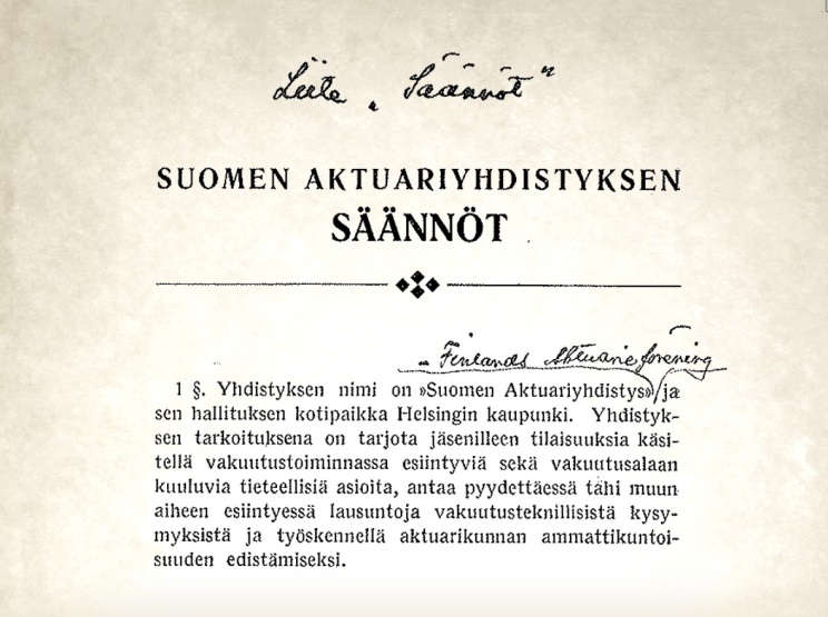 AKTUAARISTANDARDIT JA AKTUAARIYHDISTYS Otetaanko ESAP 1 ja2 osaksi