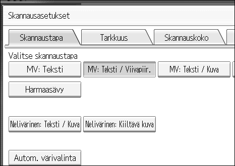 6. Muut skannausasetukset Tässä osassa kuvataan skannerin erilaisia asetuksia.