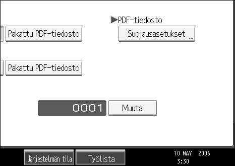 Tiedostotyypin ja tiedostonimen määrittäminen Tiedoston sarjanumeron muuttaminen Yksisivuinen tiedosto saa sarjanumeron tiedostonnimen jälkeen.