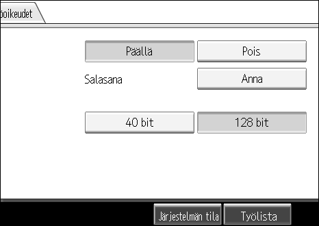 Tiedostotyypin ja tiedostonimen määrittäminen F Kohdassa [Salasana], paina [Anna]. G Kirjoita salasana ja paina sitten [OK]. Tässä kirjoitettu salasana tarvitaan PDF-tiedoston avaamiseksi.