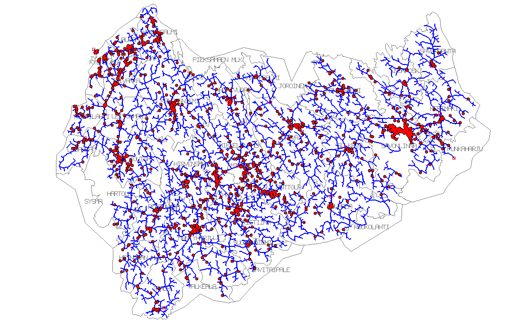 Uusien liittymien (ei sisällä loma-asuntoja) sijoittuminen