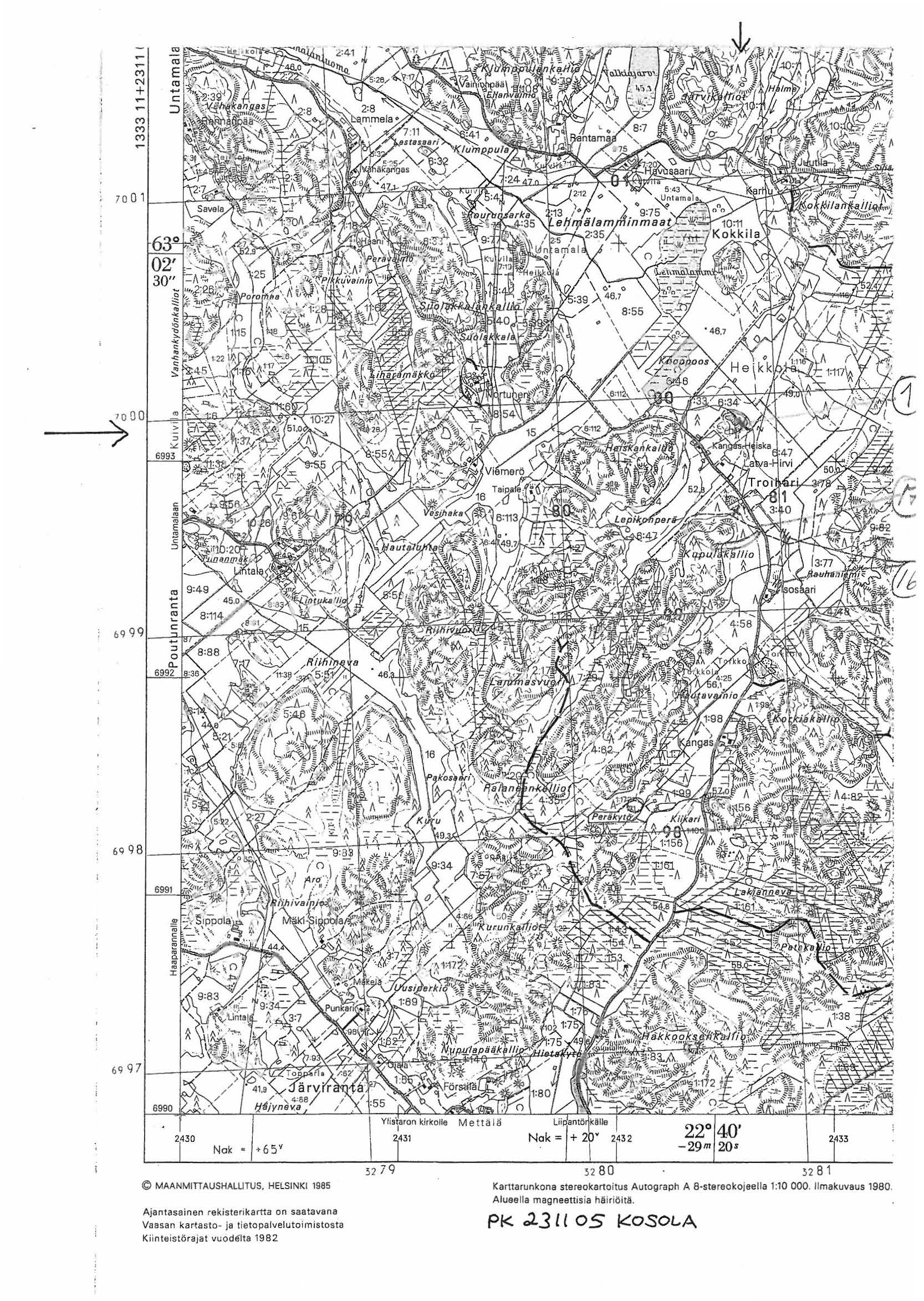 ... C'l C"' + C'l C'l C'l Nok 6 5v MAANMITTAUSHALUTUS, HELSINKI 1985 Ajantasainen rekisterikartta on saatavana Vaasan kartasto- ja tietopalvelutoimistosta