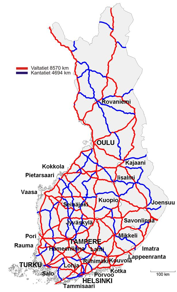 12 3.2 Pääteiden merkityserot ja luokittelut Pääteitä ovat maantiet, jotka liikenne- ja viestintäministeriö on maantielain mukaan määrännyt valta- tai kantateiksi.