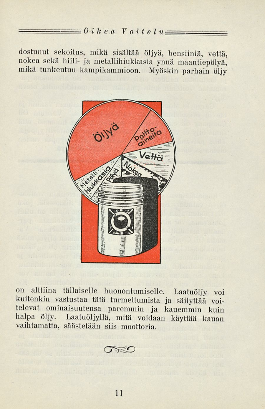 -Oikea Voitelu dostunut sekoitus, mikä sisältää öljyä, bensiiniä, vettä, nokea sekä hiili- ja metallihiukkasia ynnä maantiepölyä, mikä tunkeutuu kampikammioon.