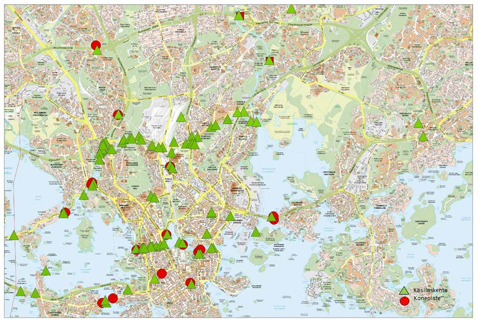 Liite 1 Pyörälaskennat 2016 kartalla