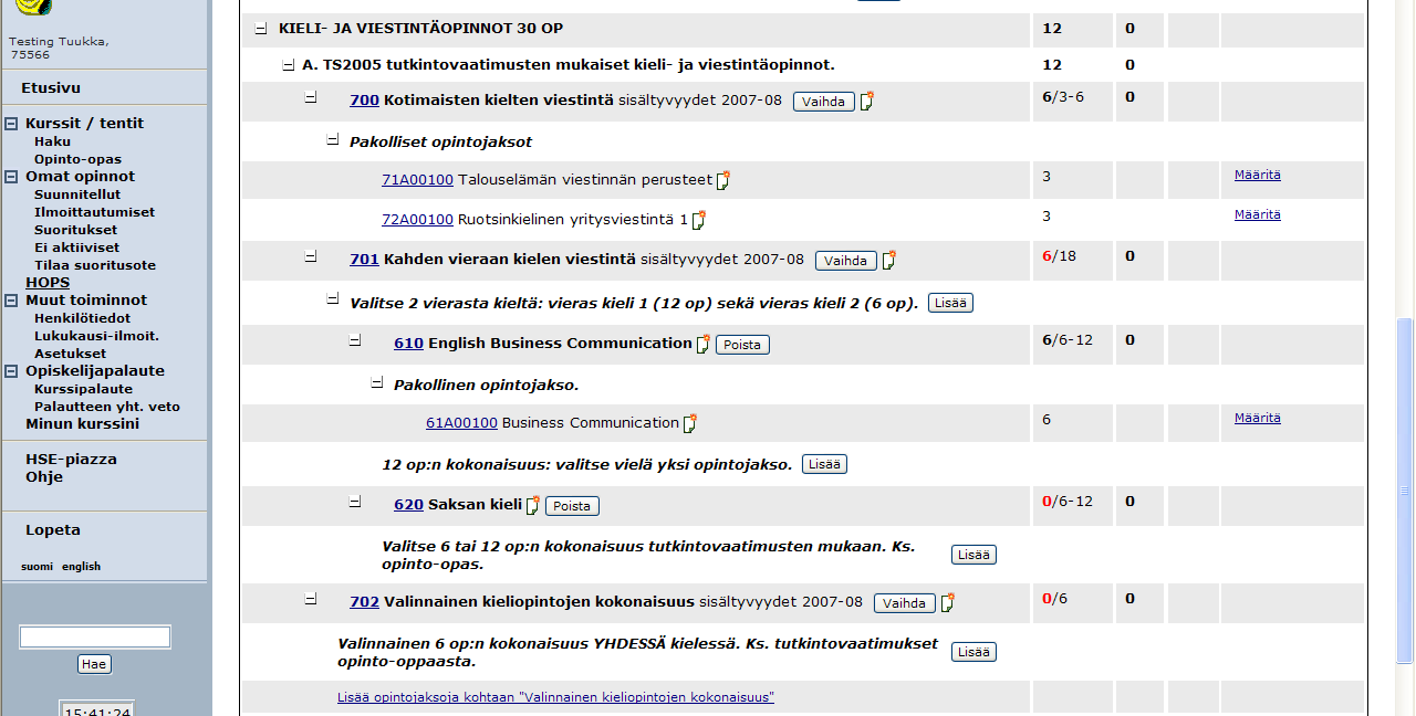 Esimerkki: jos olet siirtynyt uuteen KTK-tutkintoon 1.5.