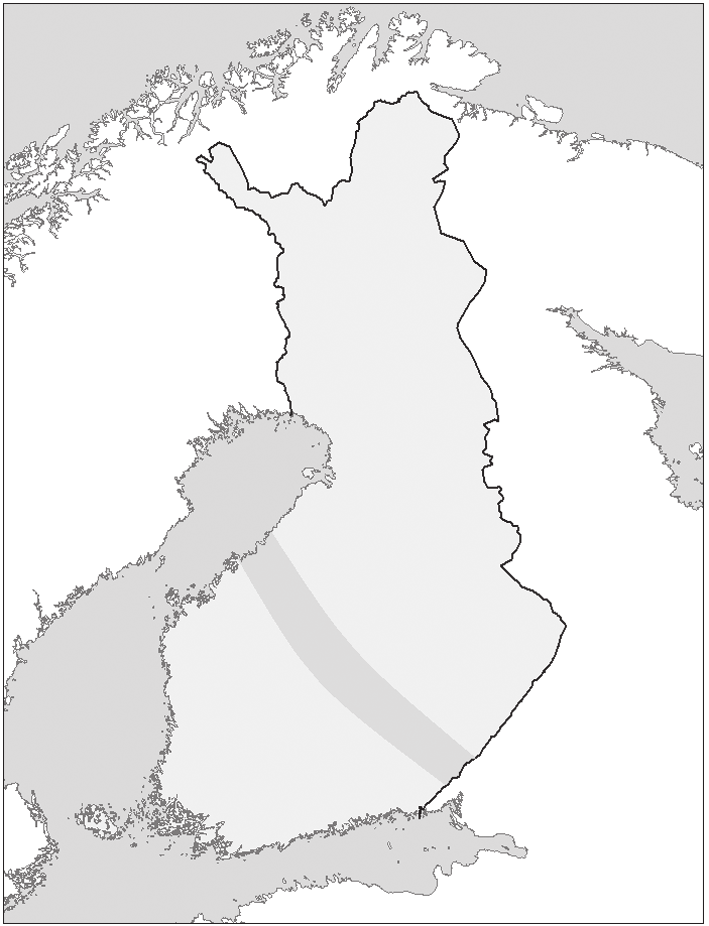 Kuva 1. Itä- ja Länsi-Suomen jakava kulttuuri- ja geeniraja. Geneettisiä erojamme on selvitetty useissa kansallisissa ja kansainvälisissä tutkimuksissa.