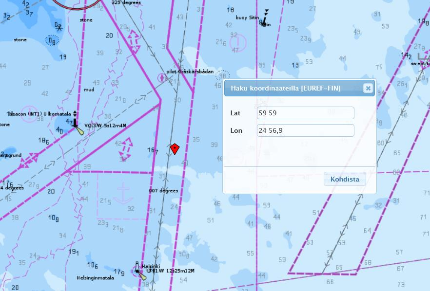 35 (49) Muutokset karttaan 3.5.3 Helsinki Helsinki N: nykyinen luotsipaikka Harmaja, punainen nuoli uusi