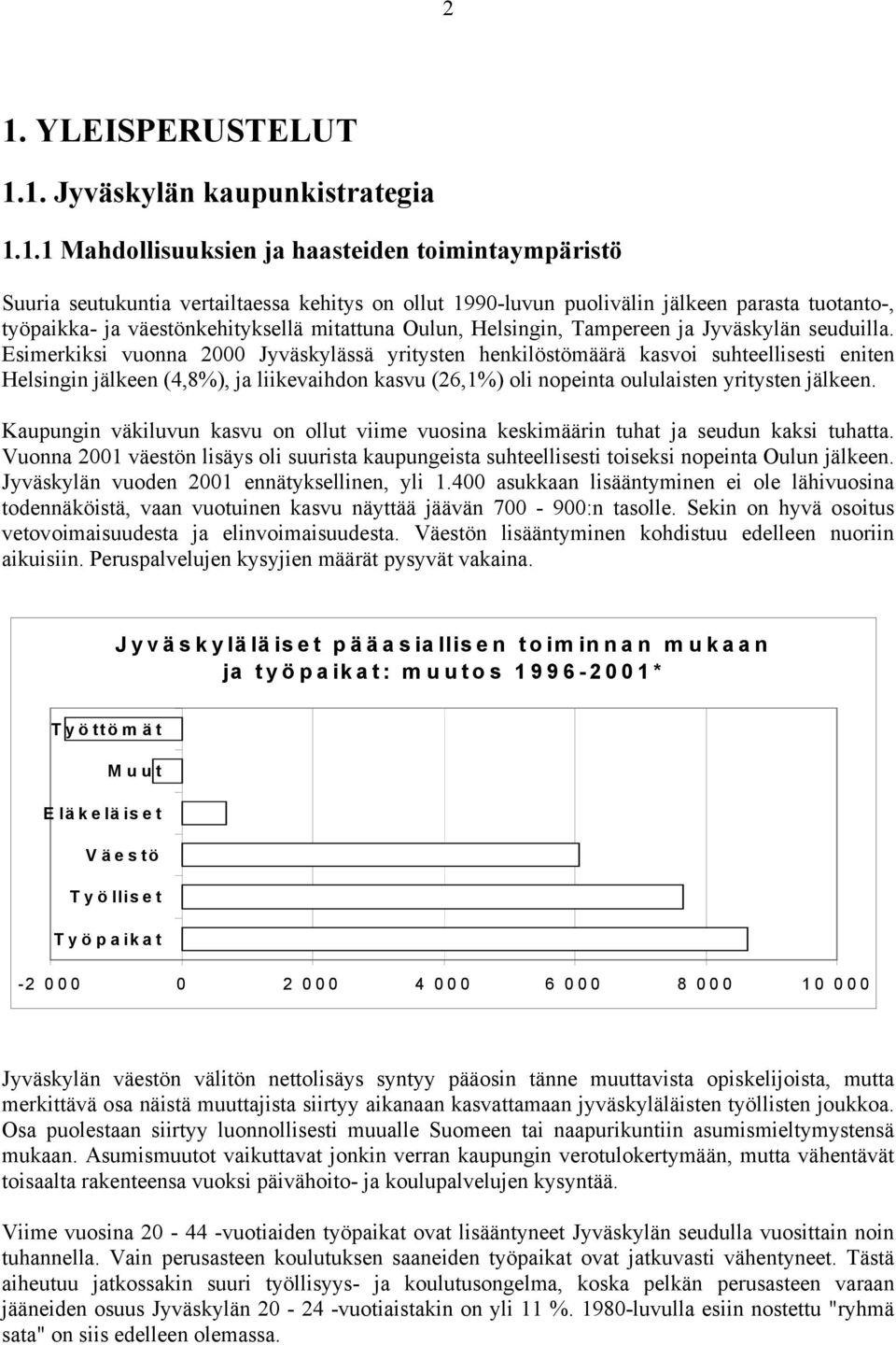 Esimerkiksi vuonna 2000 Jyväskylässä yritysten henkilöstömäärä kasvoi suhteellisesti eniten Helsingin jälkeen (4,8%), ja liikevaihdon kasvu (26,1%) oli nopeinta oululaisten yritysten jälkeen.