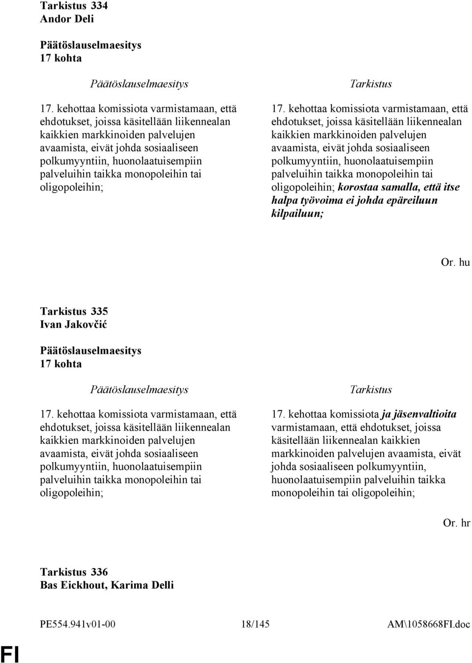 taikka monopoleihin tai oligopoleihin; 17.  taikka monopoleihin tai oligopoleihin; korostaa samalla, että itse halpa työvoima ei johda epäreiluun kilpailuun; Or. hu 335 Ivan Jakovčić 17 kohta 17.