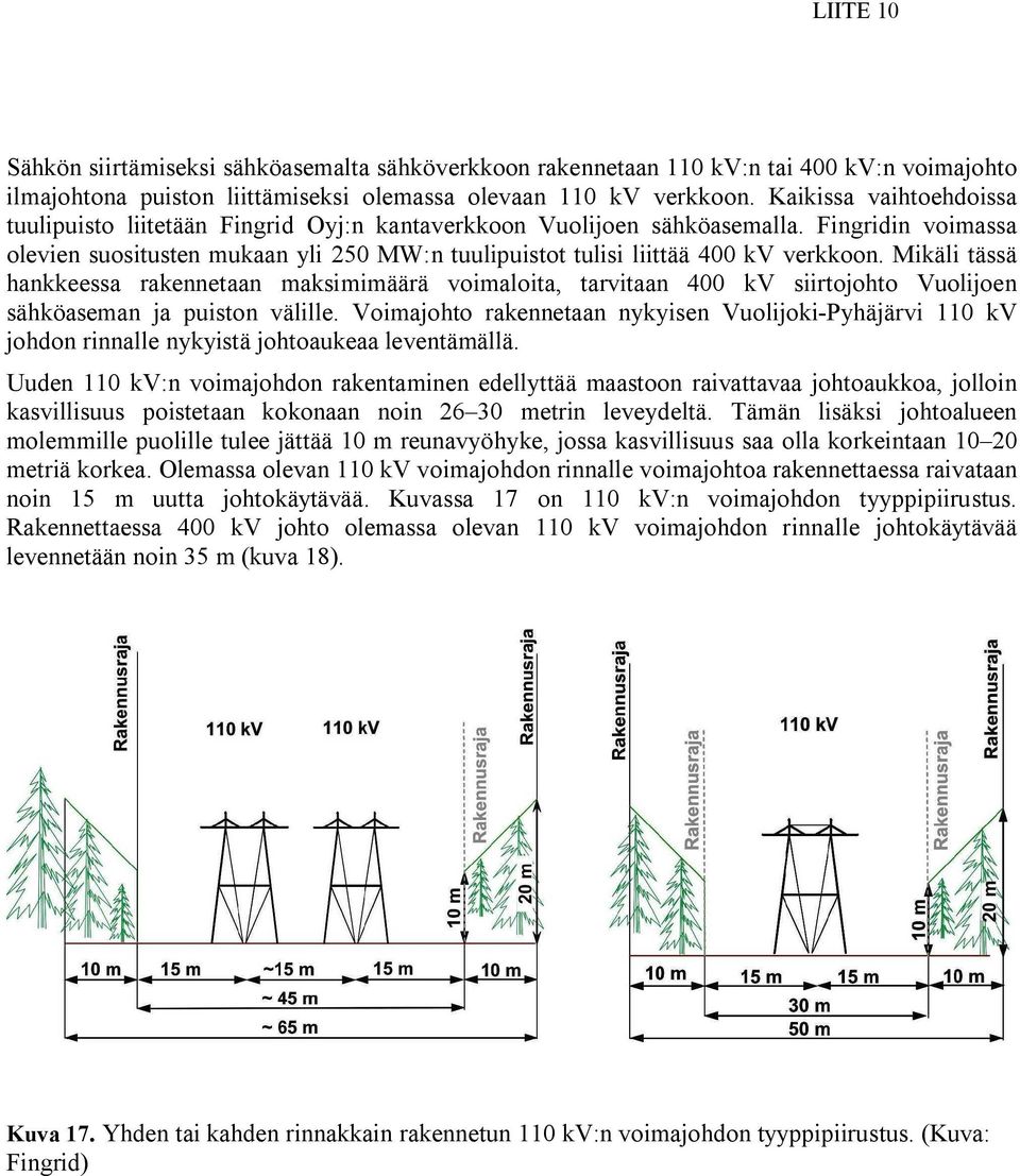 Fingridin voimassa olevien suositusten mukaan yli 250 MW:n tuulipuistot tulisi liittää 400 kv verkkoon.