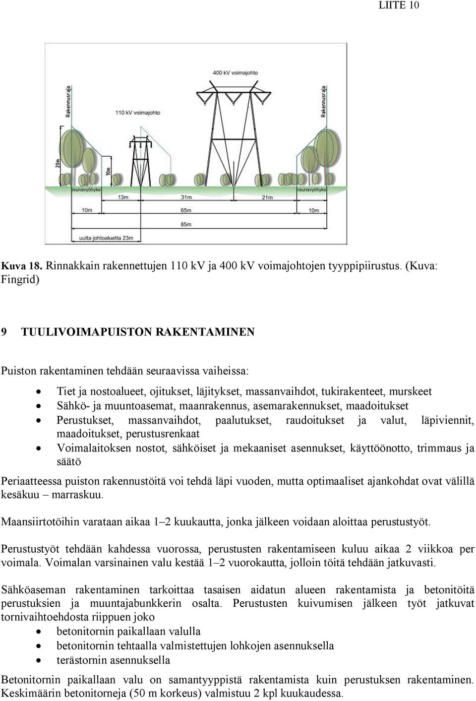 muuntoasemat, maanrakennus, asemarakennukset, maadoitukset Perustukset, massanvaihdot, paalutukset, raudoitukset ja valut, läpiviennit, maadoitukset, perustusrenkaat Voimalaitoksen nostot, sähköiset