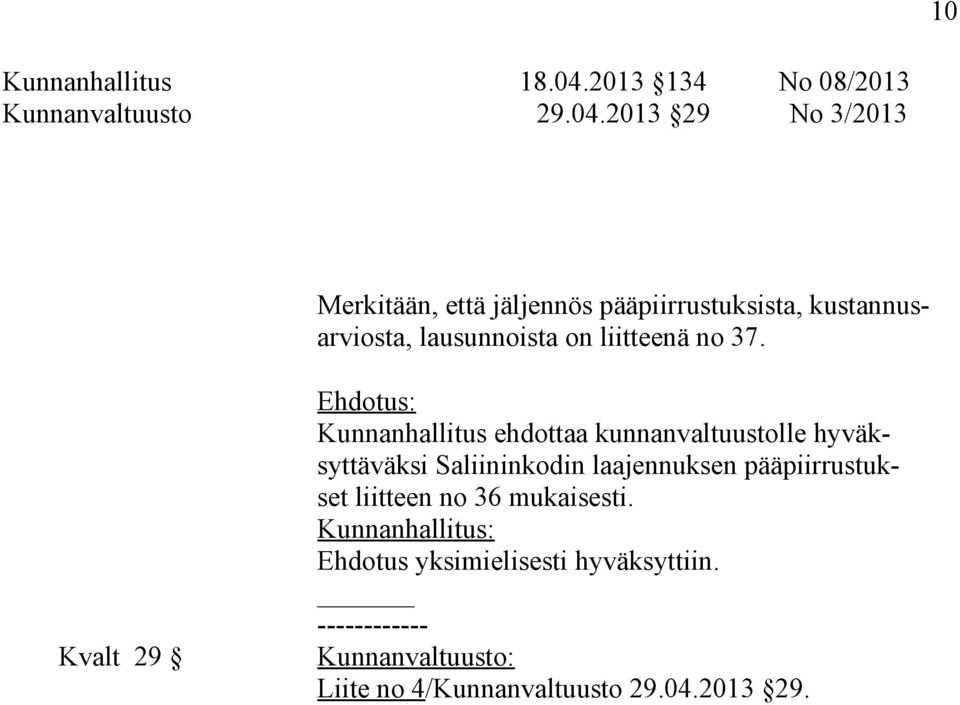 2013 29 No 3/2013 Merkitään, että jäljennös pääpiirrustuksista, kustannusarviosta, lausunnoista on liitteenä