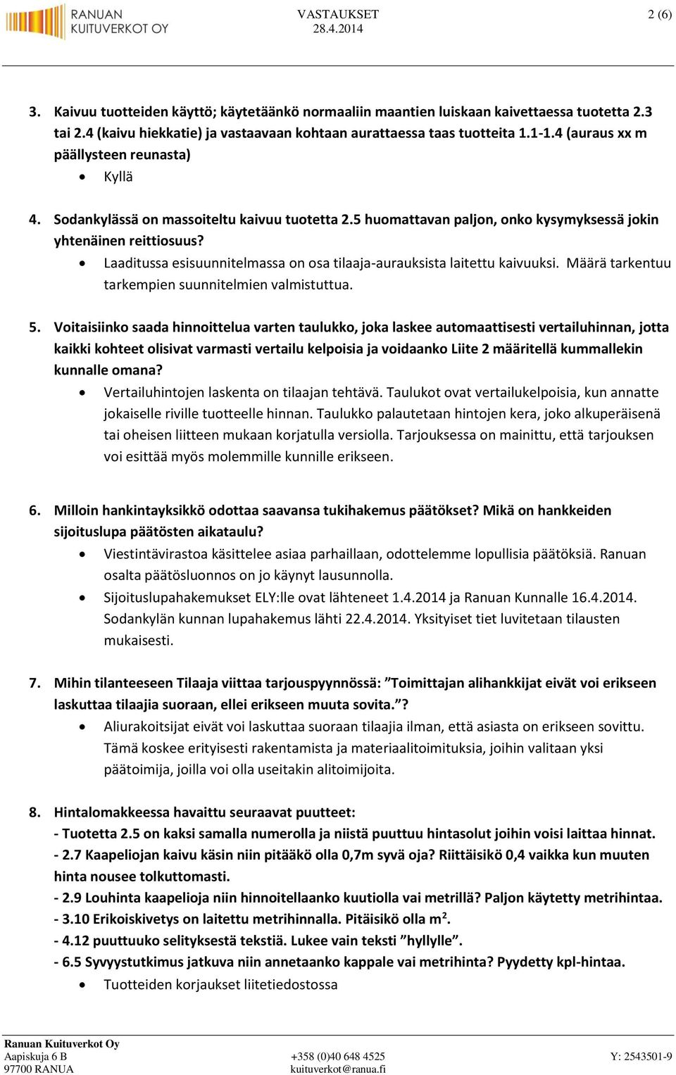 Laaditussa esisuunnitelmassa on osa tilaaja-aurauksista laitettu kaivuuksi. Määrä tarkentuu tarkempien suunnitelmien valmistuttua. 5.