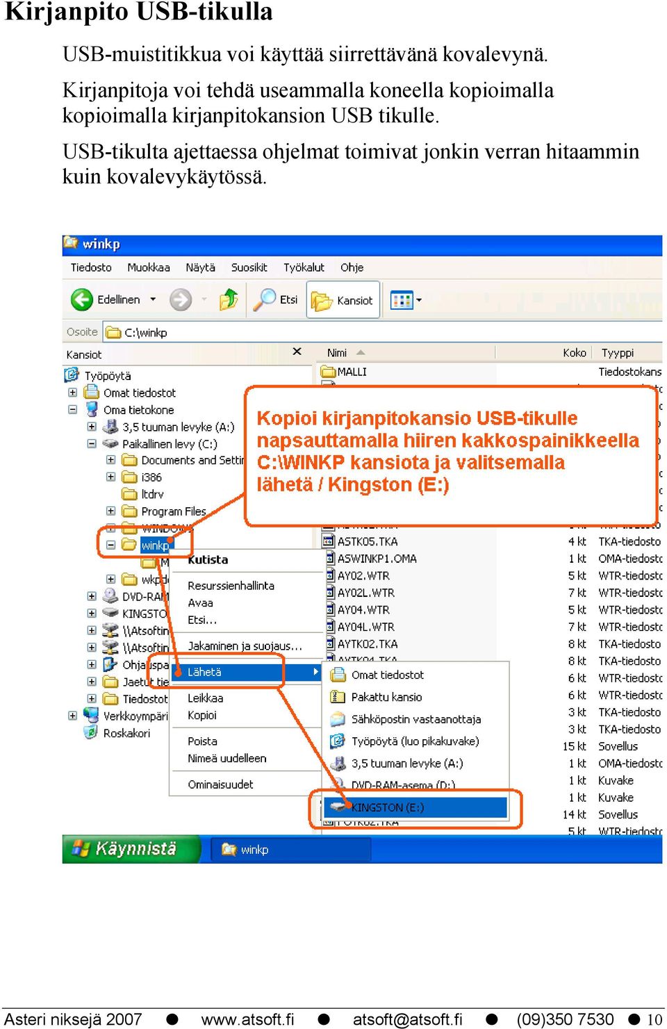kirjanpitokansion USB tikulle.
