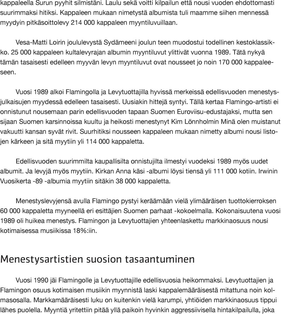 Vesa-Matti Loirin joululevystä Sydämeeni joulun teen muodostui todellinen kestoklassikko. 25 000 kappaleen kultalevyrajan albumin myyntiluvut ylittivät vuonna 1989.