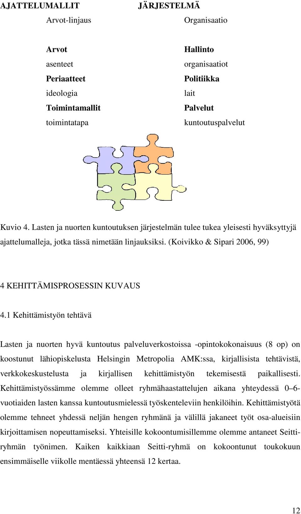 1 Kehittämistyön tehtävä Lasten ja nuorten hyvä kuntoutus palveluverkostoissa -opintokokonaisuus (8 op) on koostunut lähiopiskelusta Helsingin Metropolia AMK:ssa, kirjallisista tehtävistä,