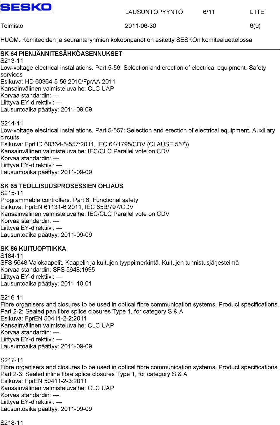 Auxiliary circuits Esikuva: FprHD 60364-5-557:2011, IEC 64/1795/CDV (CLAUSE 557)) SK 65 TEOLLISUUSPROSESSIEN OHJAUS S215-11 Programmable controllers.