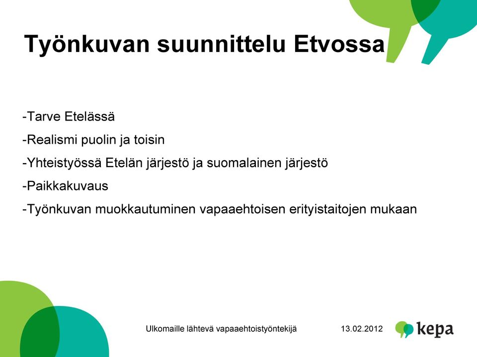 järjestö ja suomalainen järjestö -Paikkakuvaus