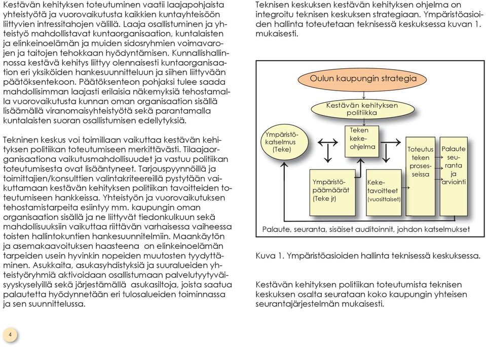 Kunnallishallinnossa kestävä kehitys liittyy olennaisesti kuntaorganisaation eri yksiköiden hankesuunnitteluun ja siihen liittyvään päätöksentekoon.