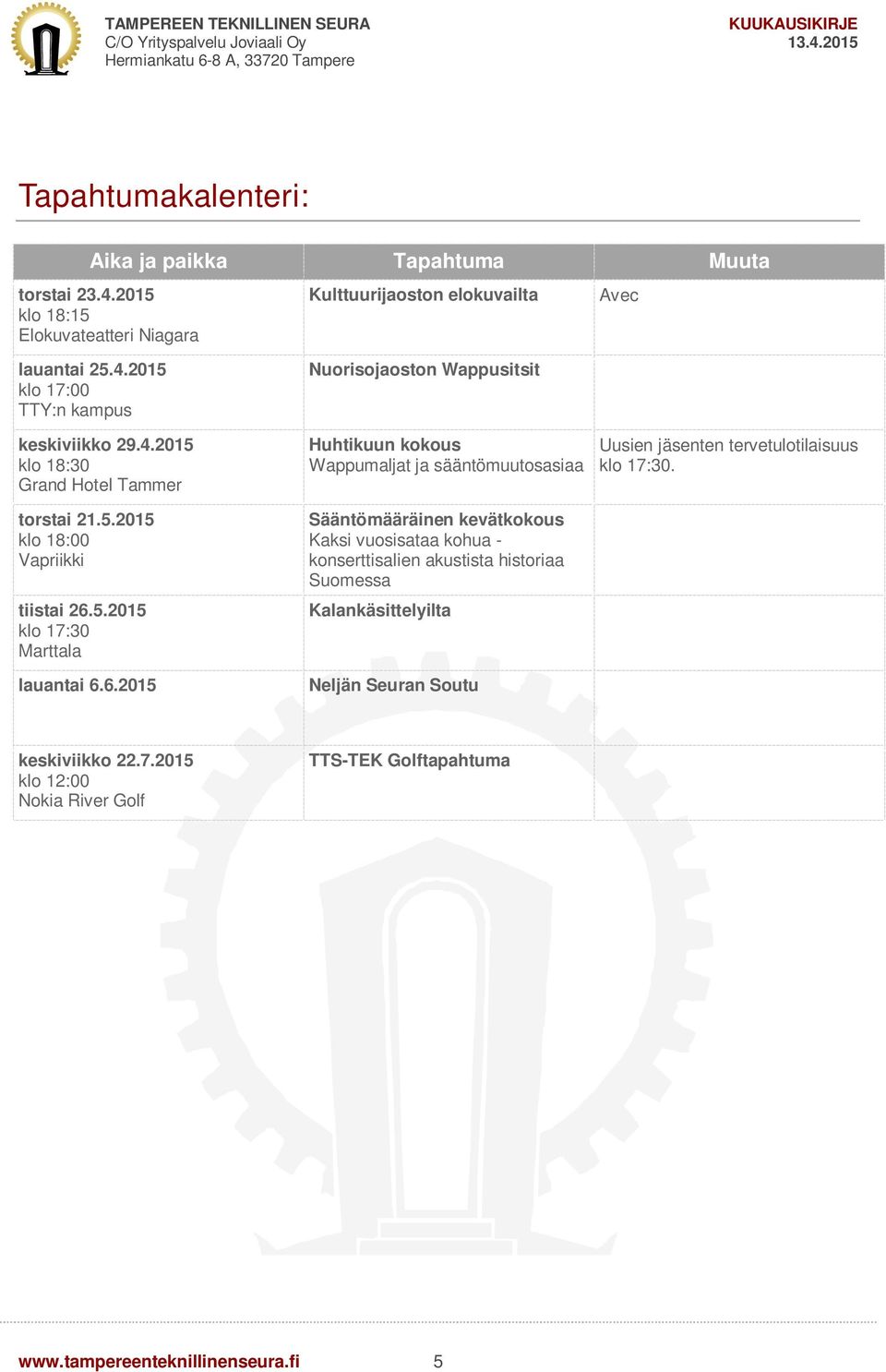 5.2015 klo 17:30 Marttala lauantai 6.