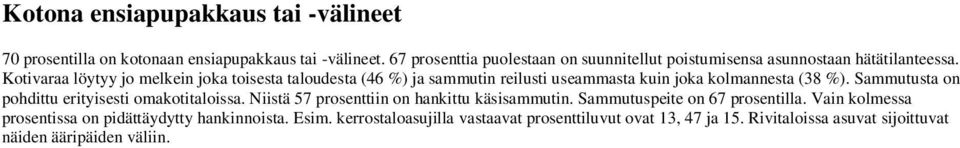 Kotivaraa löytyy jo melkein joka toisesta taloudesta (46 %) ja sammutin reilusti useammasta kuin joka kolmannesta (38 %).