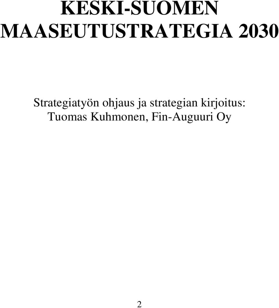 Strategiatyön ohjaus ja